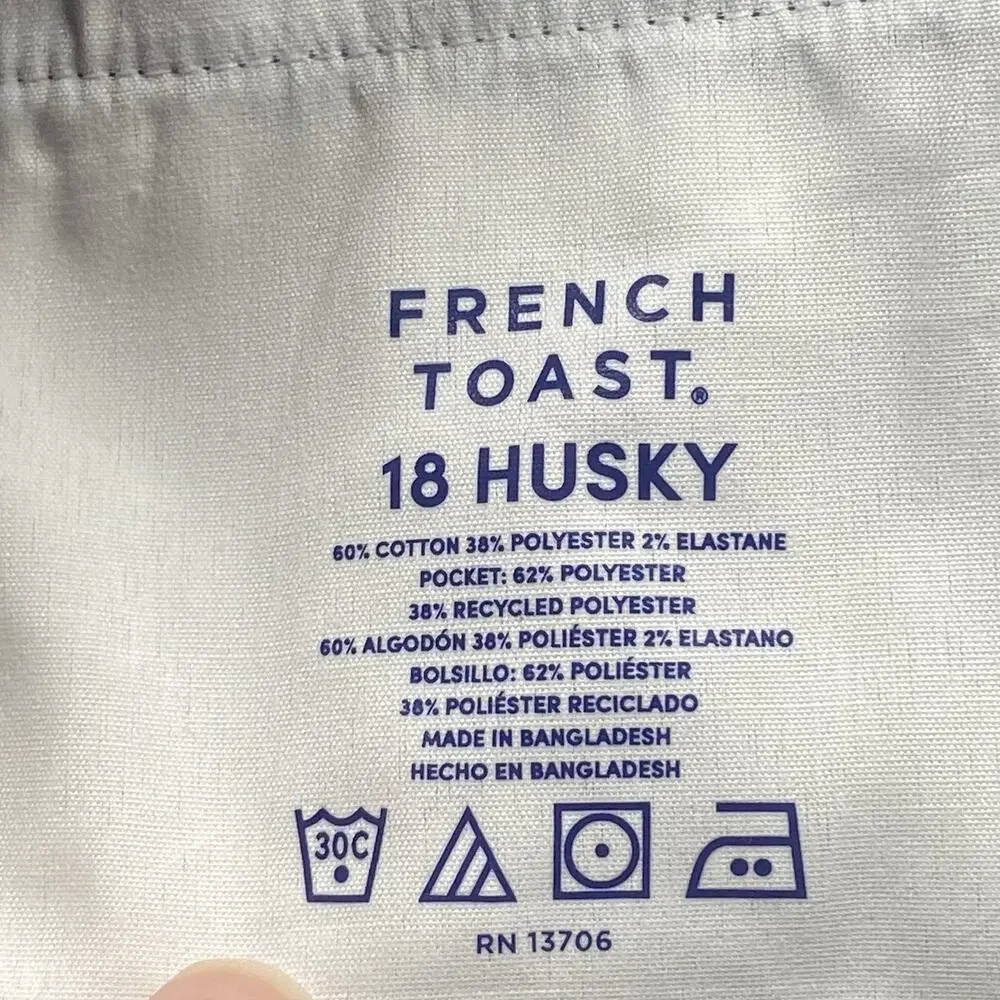 French Toast Boys 18 Husky Navy Adj Waist Straight Fit Stretch Twill Chino Pant